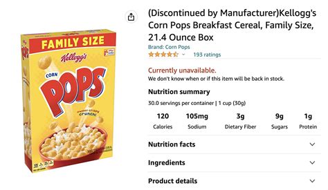 How many calories are in cereal corn pops bulk 1 cup - calories, carbs, nutrition