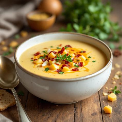 How many calories are in cheddar bacon potato soup - calories, carbs, nutrition