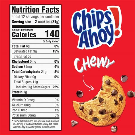 How many calories are in chewy chocolate chip - calories, carbs, nutrition