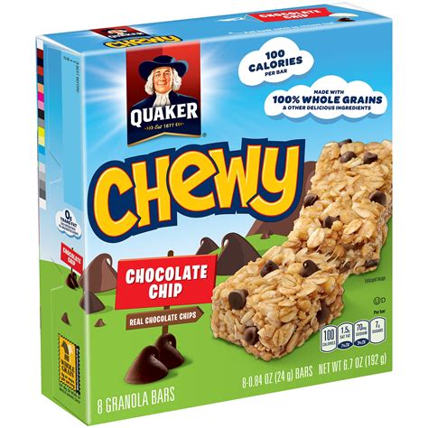 How many calories are in chewy chocolate chip granola bar - calories, carbs, nutrition