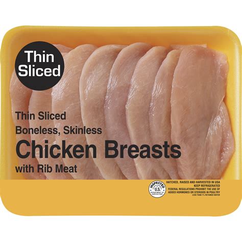 How many calories are in chicken breasts thin sliced - calories, carbs, nutrition