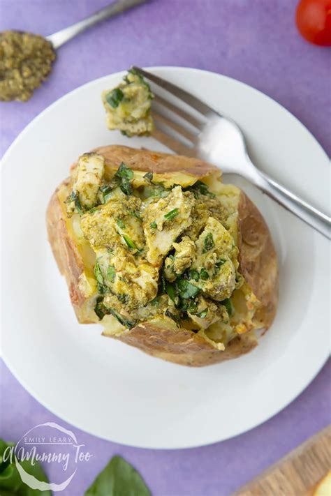 How many calories are in chicken pesto potato topping - calories, carbs, nutrition