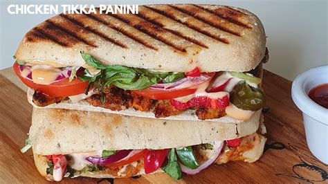 How many calories are in chicken tikka panini garnished with mixed leaves - calories, carbs, nutrition