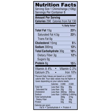 How many calories are in chimichanga bean & cheese - calories, carbs, nutrition