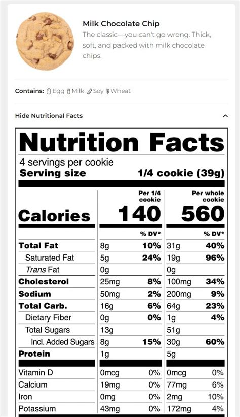 How many calories are in chocolate chip cookie dough - calories, carbs, nutrition