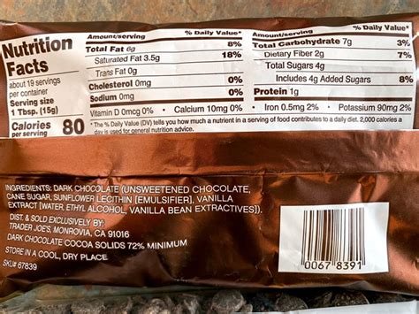 How many calories are in chocolate chips dark 1 tbsp - calories, carbs, nutrition