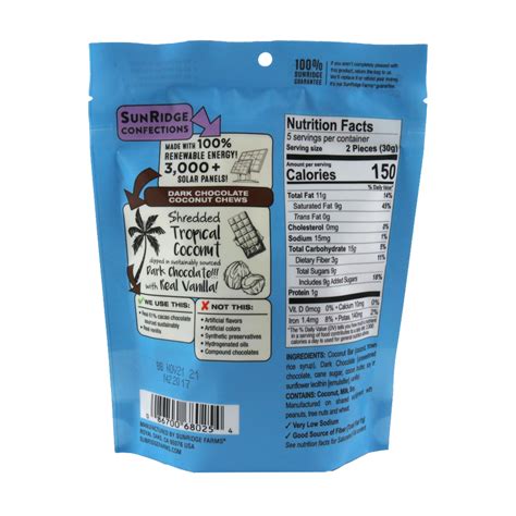 How many calories are in chocolate coconut chew - calories, carbs, nutrition