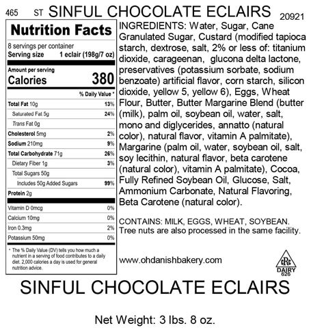 How many calories are in chocolate eclair bar - calories, carbs, nutrition