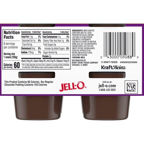 How many calories are in chocolate pudding - calories, carbs, nutrition