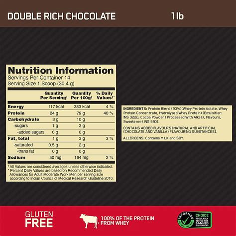 How many calories are in chocolate whey on - calories, carbs, nutrition