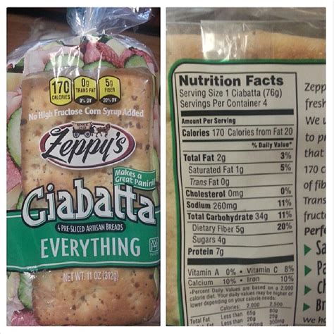 How many calories are in ciabatta bread - calories, carbs, nutrition