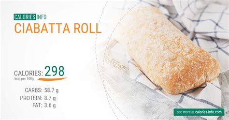 How many calories are in ciabatta roll - calories, carbs, nutrition