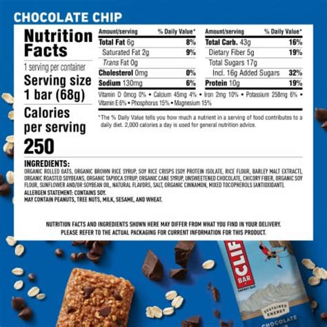 How many calories are in coconut chocolate chip energy bar - calories, carbs, nutrition