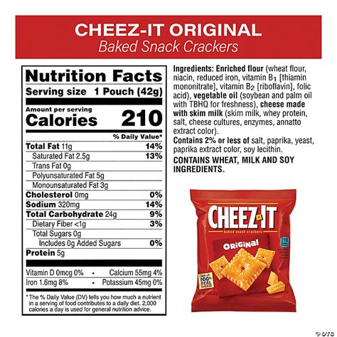 How many calories are in cracker, cheez-it - calories, carbs, nutrition