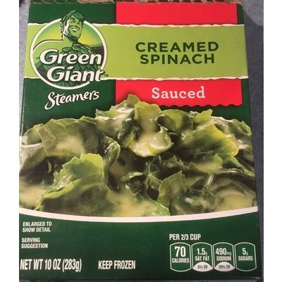 How many calories are in creamed spinach - calories, carbs, nutrition