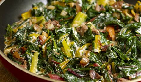 How many calories are in creamed swiss chard with prosciutto - calories, carbs, nutrition