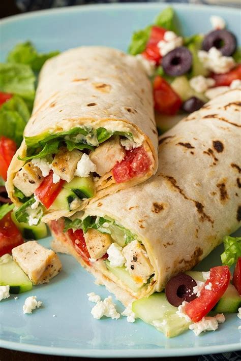 How many calories are in cucumber yogurt greek chicken wrap, tortilla - calories, carbs, nutrition