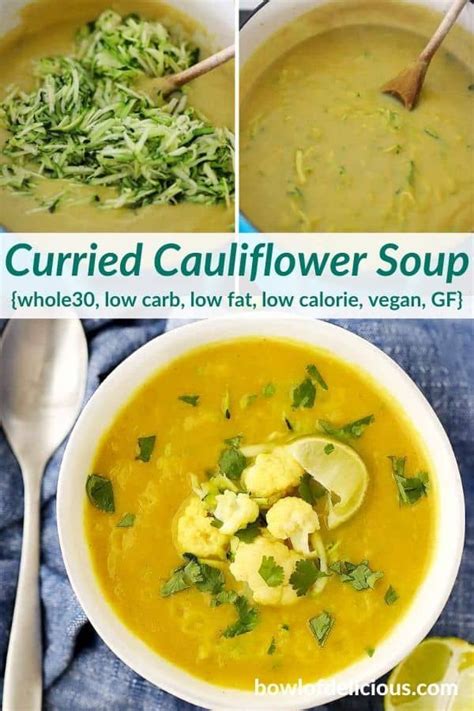 How many calories are in curried cauliflower soup - calories, carbs, nutrition