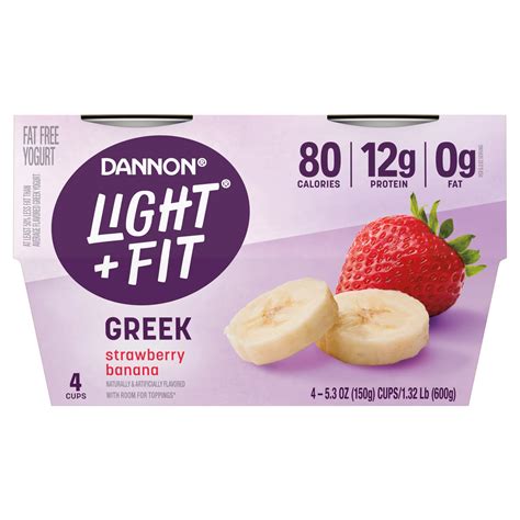 How many calories are in dannon, light 'n fit nonfat strawberry-banana yogurt - calories, carbs, nutrition