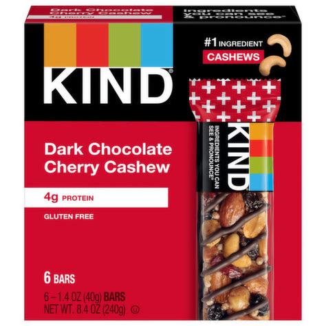 How many calories are in dark chocolate cherry cashew - calories, carbs, nutrition