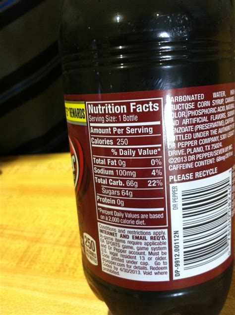 How many calories are in dr pepper, bottle, 20oz - calories, carbs, nutrition