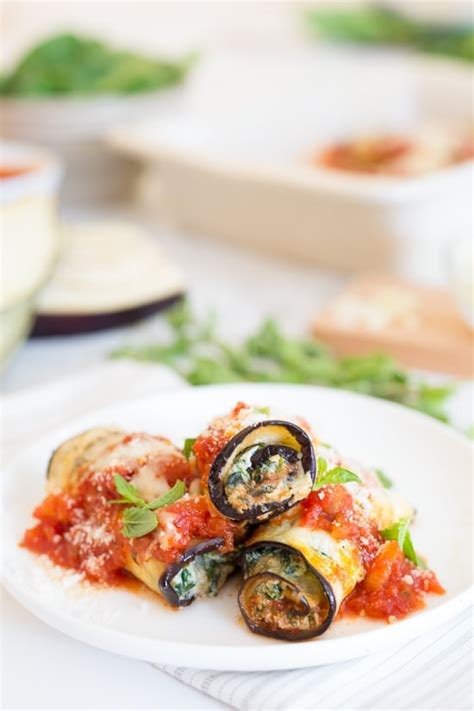 How many calories are in eggplant rolette with marinara sauce - calories, carbs, nutrition