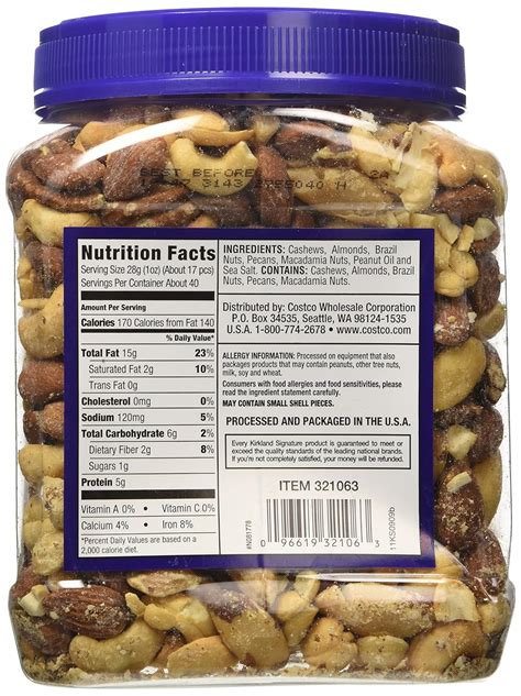 How many calories are in fancy nut mix - calories, carbs, nutrition