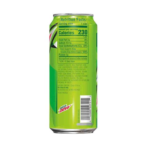 How many calories are in fountain soda, mountain dew, 16oz - calories, carbs, nutrition