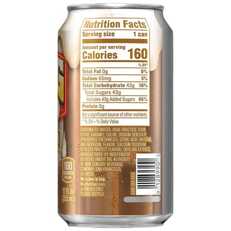 How many calories are in fountain soda, mug root beer, 16oz - calories, carbs, nutrition