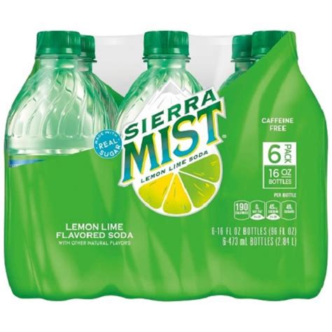 How many calories are in fountain soda, sierra mist, 16oz - calories, carbs, nutrition