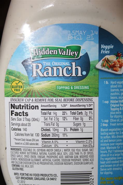 How many calories are in fresh veggies with ranch dressing - calories, carbs, nutrition