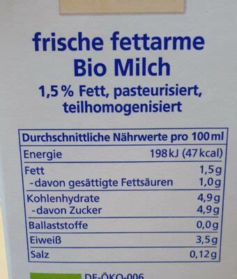 How many calories are in frische fettarme milch - calories, carbs, nutrition