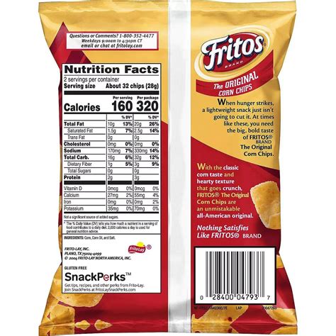 How many calories are in fritos - calories, carbs, nutrition