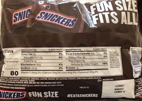 How many calories are in fun size - calories, carbs, nutrition