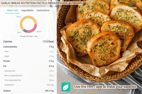 How many calories are in garlic bread - calories, carbs, nutrition