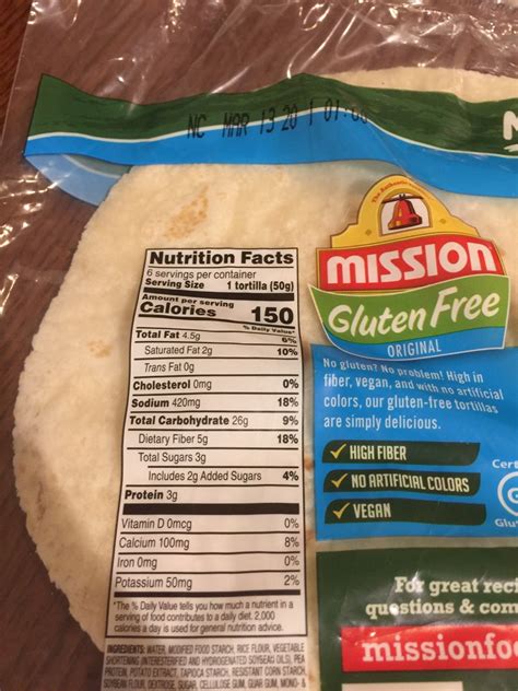 How many calories are in gluten free tortilla - calories, carbs, nutrition