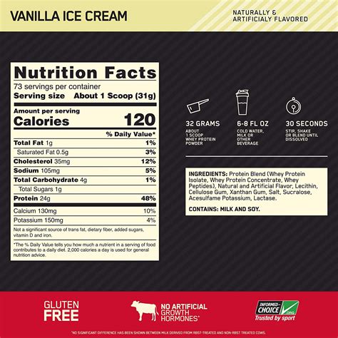 How many calories are in gold standard - calories, carbs, nutrition