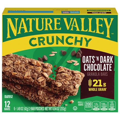 How many calories are in granola bar, oats 'n dark chocolate - calories, carbs, nutrition