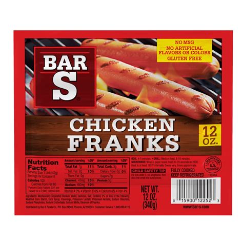 How many calories are in great dogs - chicken franks - calories, carbs, nutrition