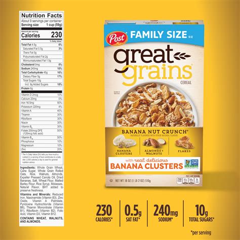 How many calories are in great grains banana nut crunch - calories, carbs, nutrition