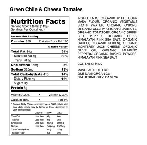 How many calories are in green chile and cheese tamale - calories, carbs, nutrition