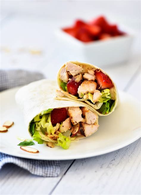 How many calories are in grilled chicken strawberry wrap he - calories, carbs, nutrition