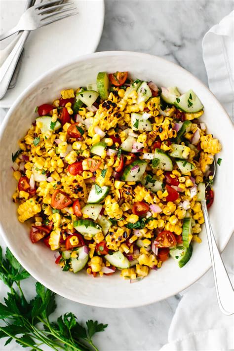 How many calories are in grilled summer corn and dill side salad - calories, carbs, nutrition