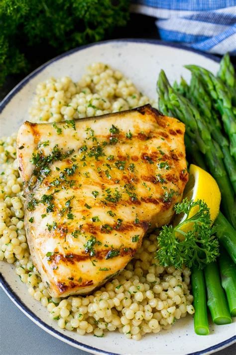 How many calories are in grilled swordfish with asparagus couscous - calories, carbs, nutrition