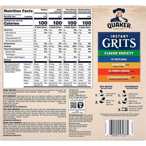 How many calories are in grits - instant - original - calories, carbs, nutrition