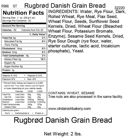 How many calories are in groft rugbrod - calories, carbs, nutrition