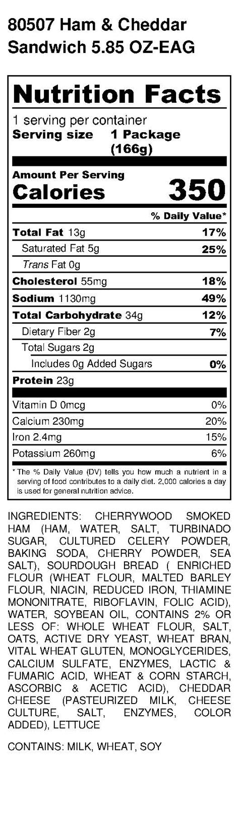 How many calories are in ham and cheese sandwich on white bread - calories, carbs, nutrition