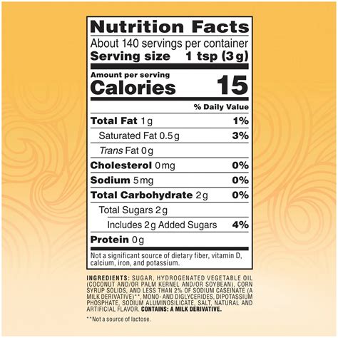 How many calories are in hazelnut coffee creamer - calories, carbs, nutrition