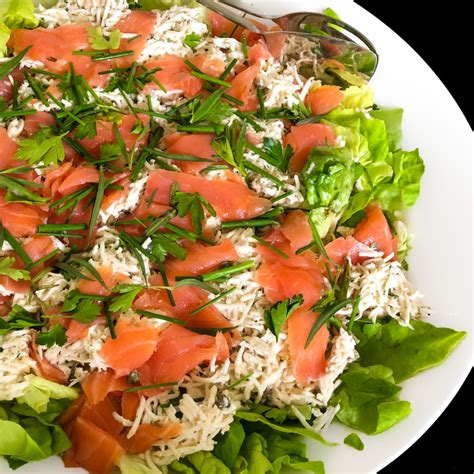 How many calories are in herb marinated salmon with celery root green apple slaw, antipasta mushroom salad - calories, carbs, nutrition