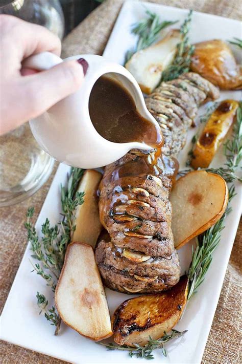 How many calories are in herb-roasted pork tenderloin with bartlett pears and broccoli rabe - calories, carbs, nutrition